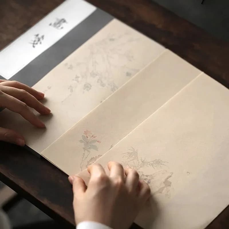 50 Sheets Elegant Chinese Xuan Paper Stationery, Hundred Flowers Letter Set for Regular Script & Brush Calligraphy