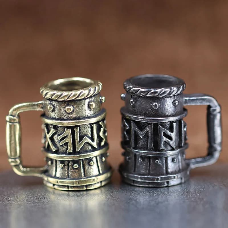 Viking bicchiere da vino in ottone coltello perline EDC fai da te Paracord bracciali tessuti accessori ombrello da esterno corda cordino portachiavi pendenti