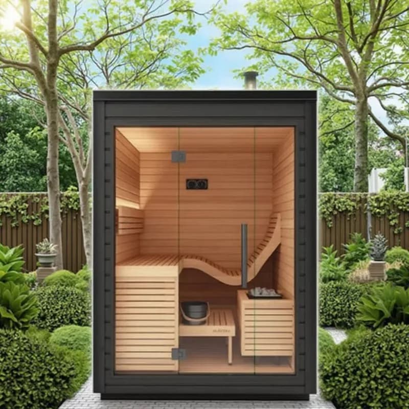 2-4 Persons Custom Home Sauna Room Heated by Electric Stove with Canadian Hemlock Redwood and Bluetooth Speakers
