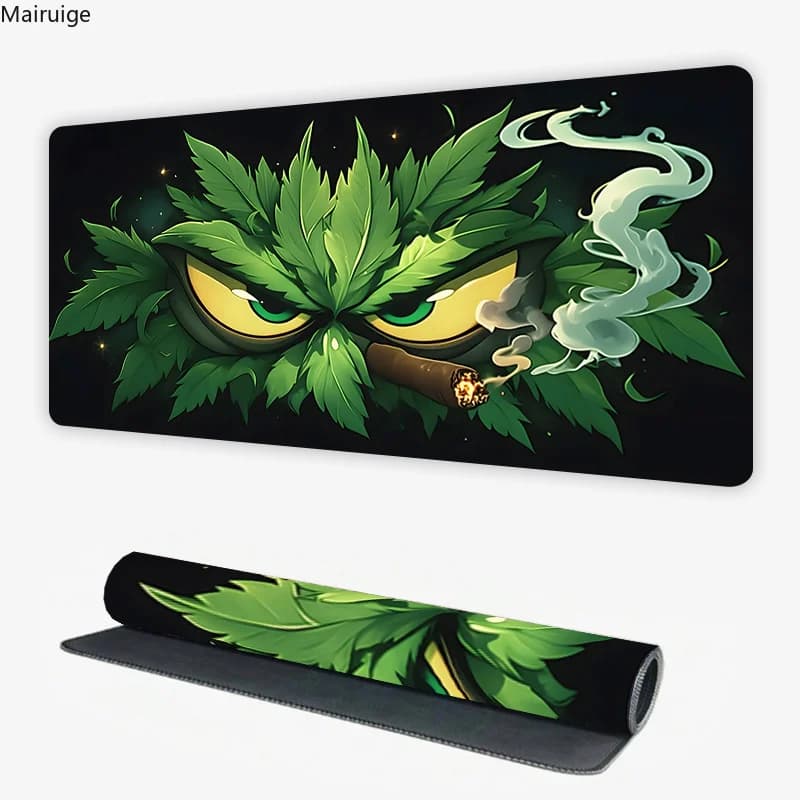 Tappetino per Mouse da Gaming XXL con Motivo di Mostro a Foglia Cartoon, Tappetino da Scrivania per Computer e Ufficio, Antiscivolo in Gomma, Tappetino Lungo per Tastiera da Gaming