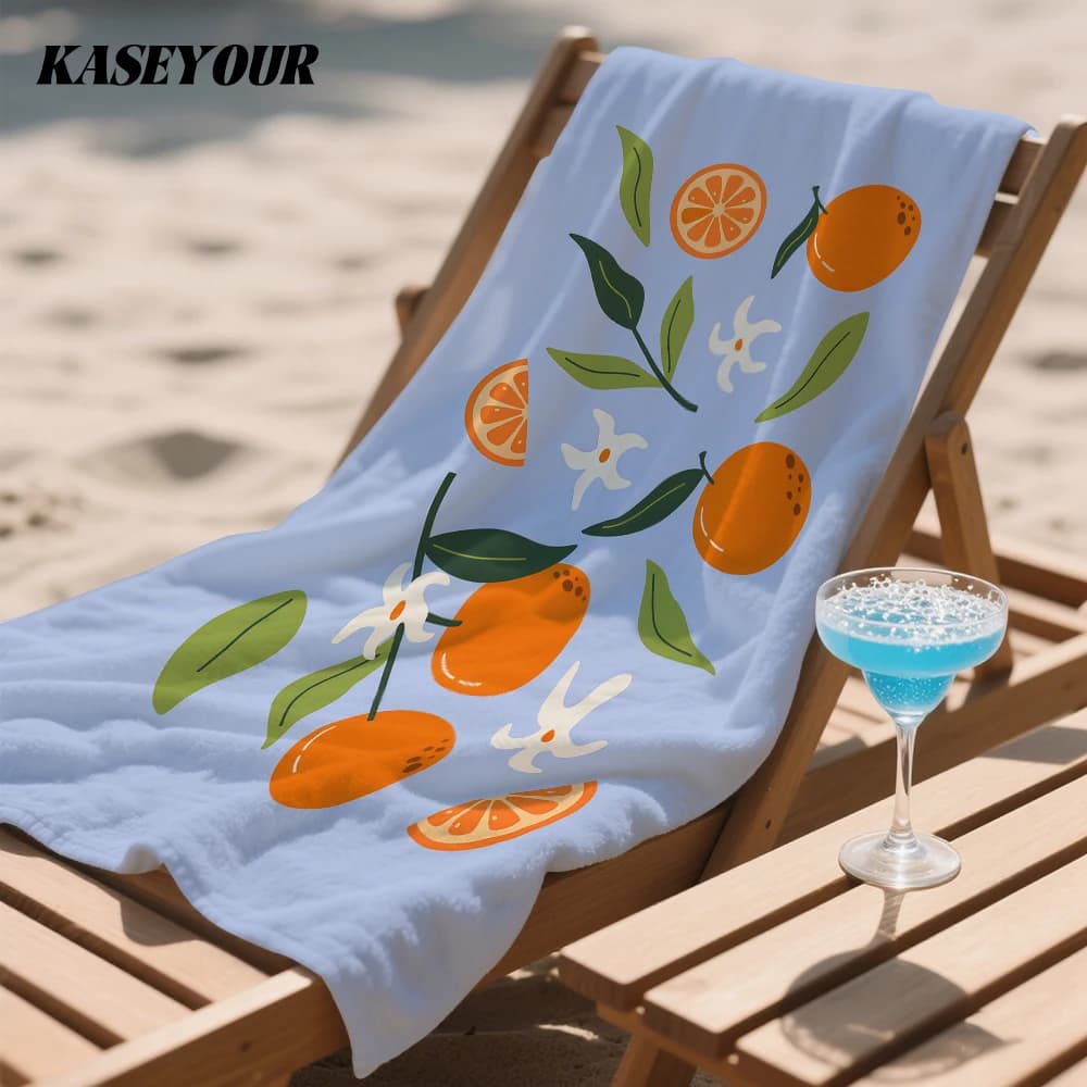 Minimalist Orange Blossom Oversized Microfiber Beach Towel Sand Proof Quick Dry, Absorbent for Swimming Pool Travel Camping