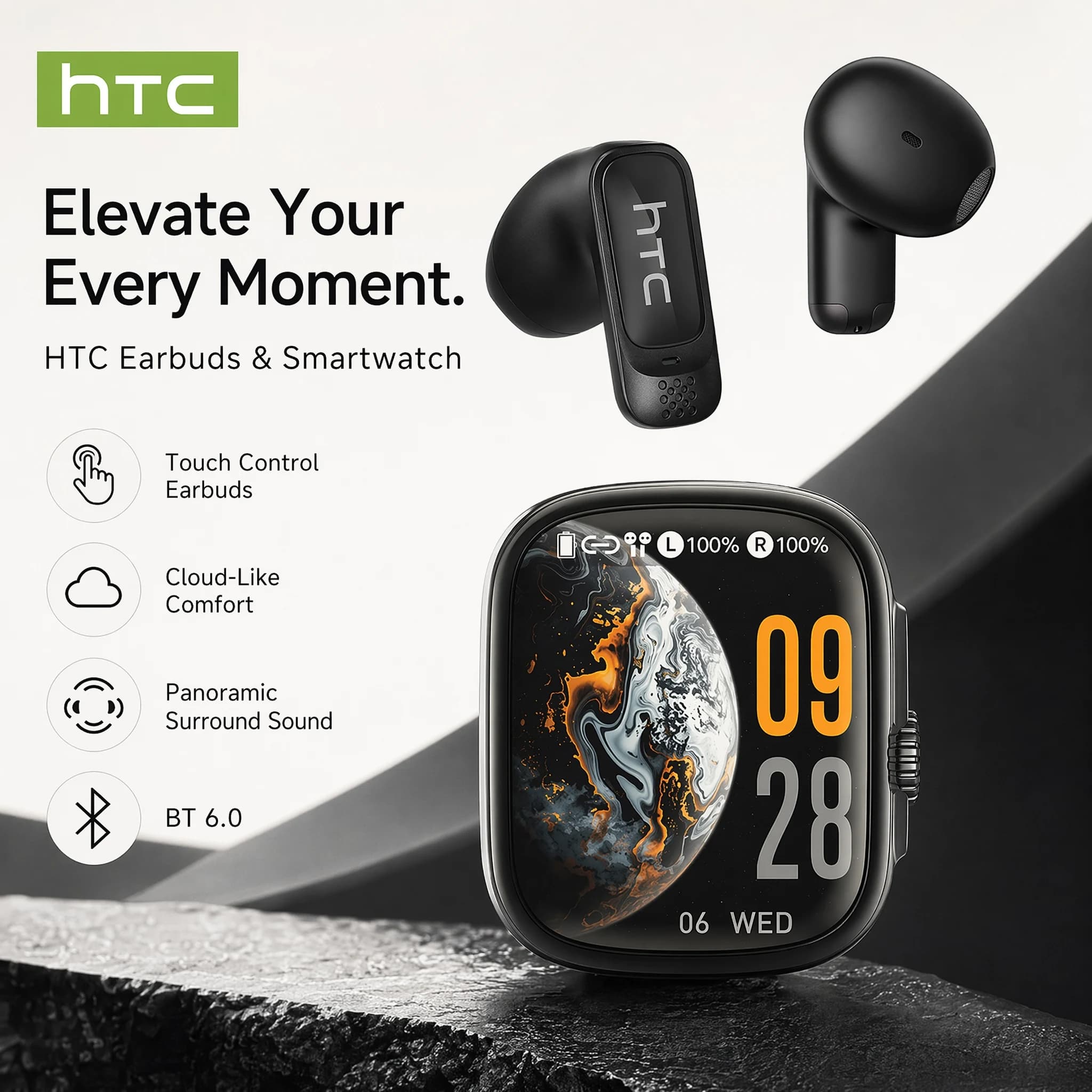 HTC NE72 New TWS AI Translator Earbuds Long Battery Life Wireless Headphones High-definition Screen Display Suitable Daily Wear
