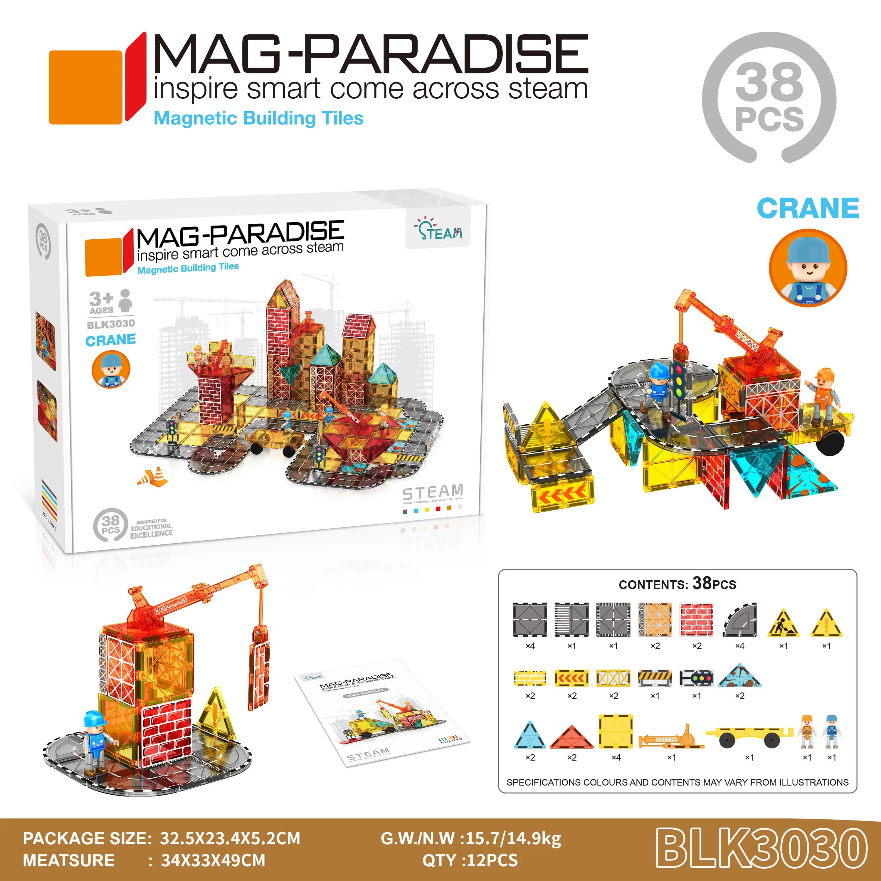 Mattonelle Magnetiche 3D con Set di Blocchi da Costruzione a Tema Veicoli, Regalo di Compleanno e Natale per Bambini