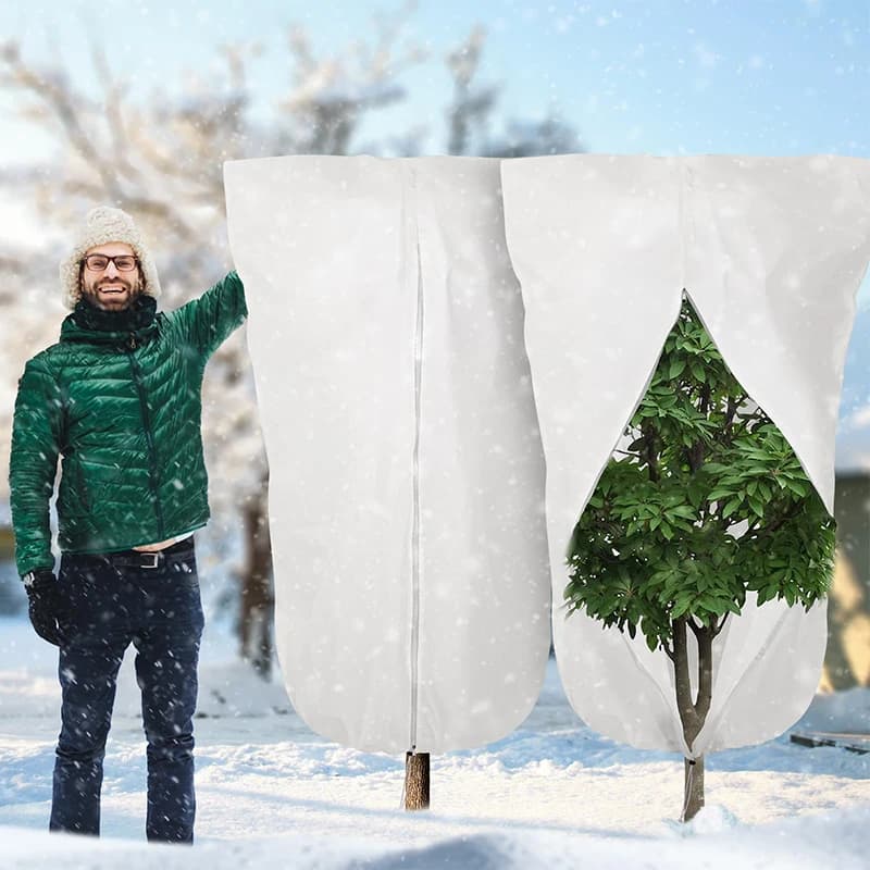 Antifreeze protective cover for plants Nonwoven fabric with zippered coulisse for outdoor winter shrubs Pot plants Cold wind protection