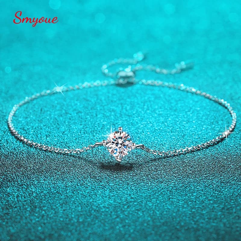 Bracciali Smyoue 1CT 6.5mm con Zirconi/Moissanite per Donne, Catena Classica Regolabile con Diamanti di Laboratorio, Gioielli in Argento Sterling 925 al 100%