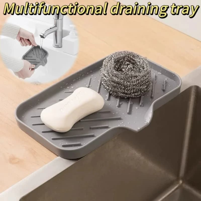 Nuovo Silicone Rubinetto Zerbino Lavello Della Cucina Vassoio Dispenser di Sapone Spugna Tappetino di Scarico Lavello SplashDrying Zerbino Controsoffitto Vassoio di Stoccaggio SaponeTray