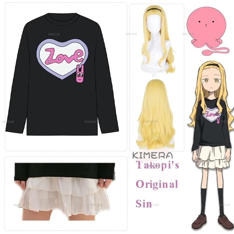 Anime Manga Takopi's Original Sin Kirarazaka Marina Cosplay Top Skirt Costume Wig Takopy no Genzai Girls Roleplay Halloween Set