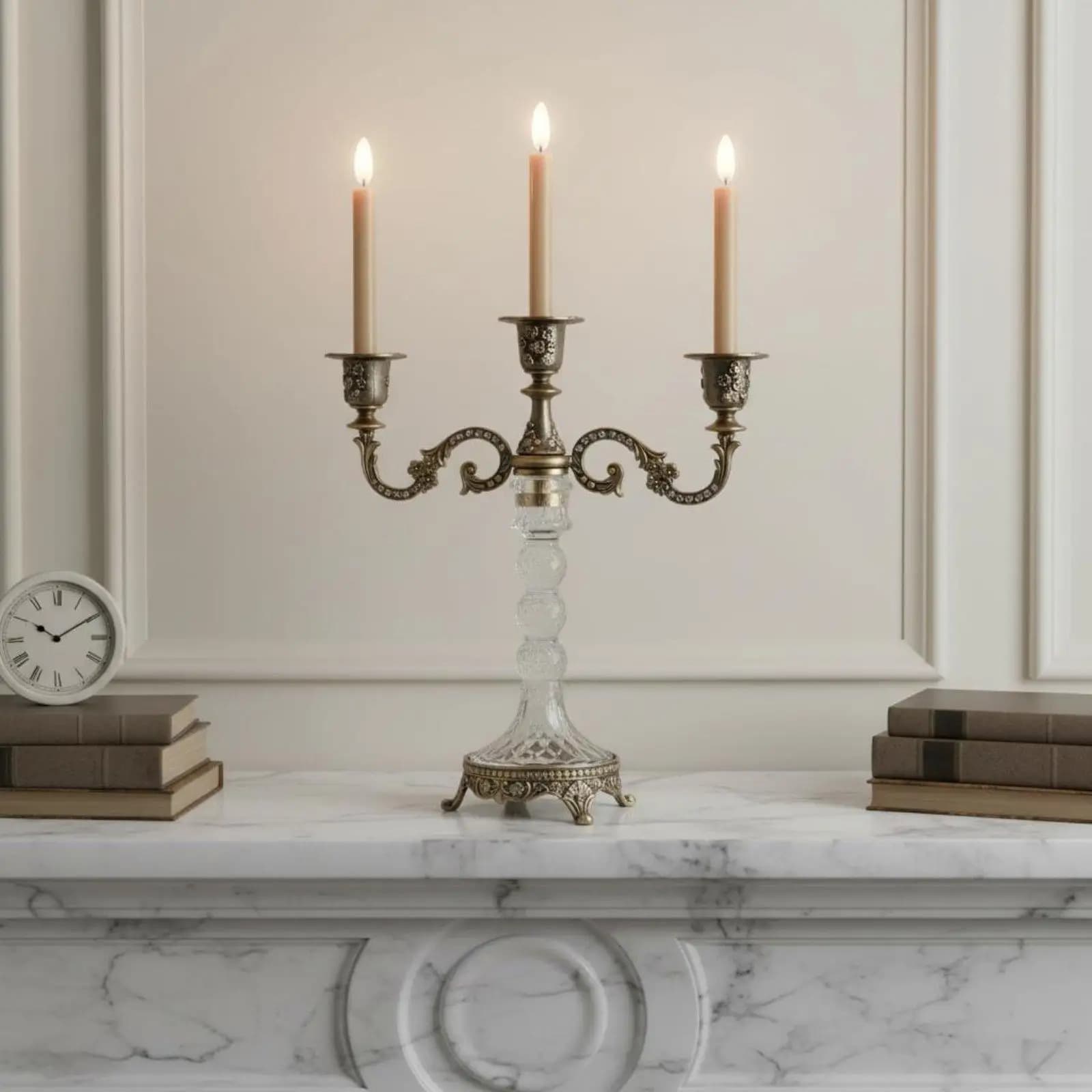 Crystal Pillar Candelabra Luxury Quality Ornate Metal Candle Stand Rhinestone