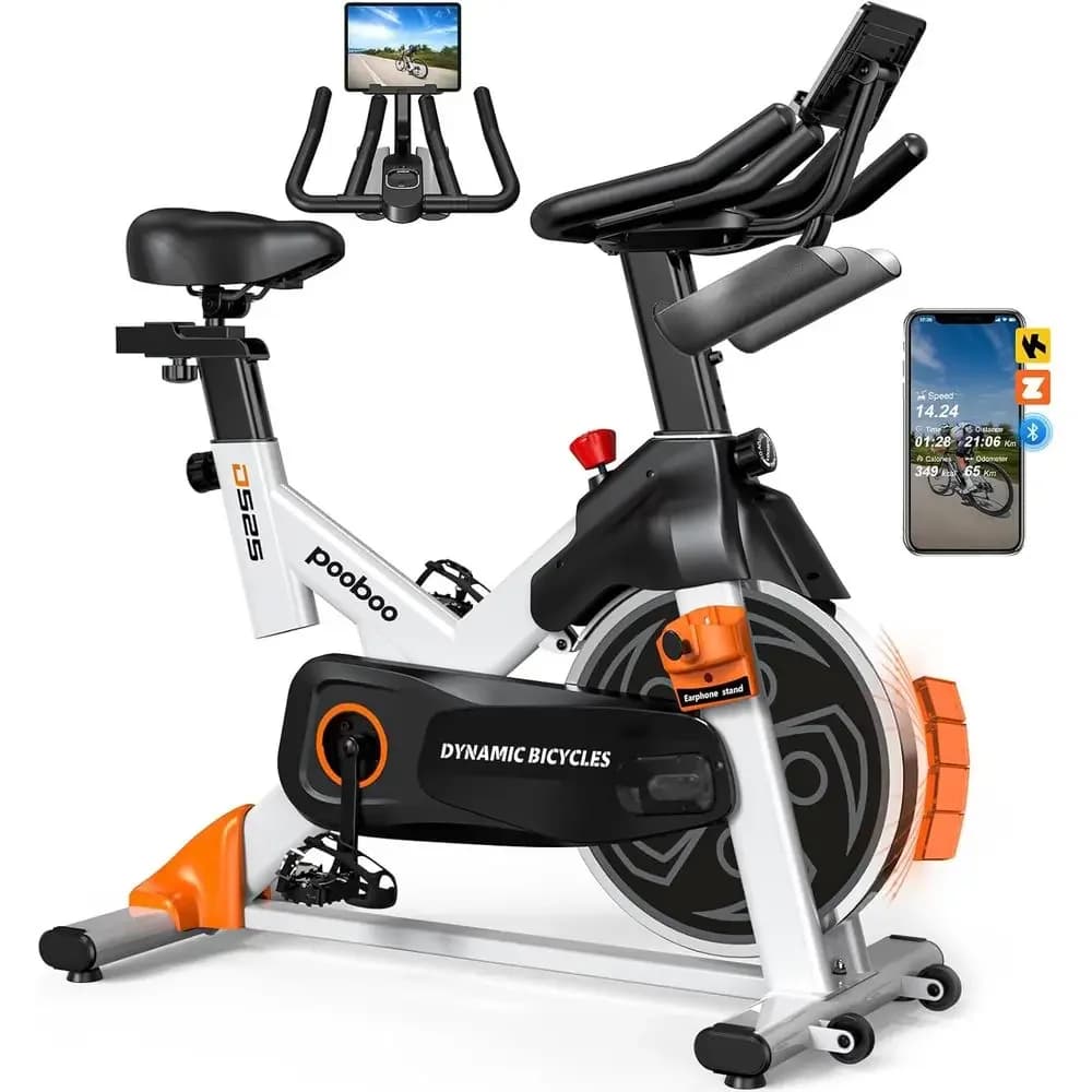 Silent Magnetic Exercise Bike with App, 350lbs Capacity, LCD Monitor and Tablet Holder for Home Gym