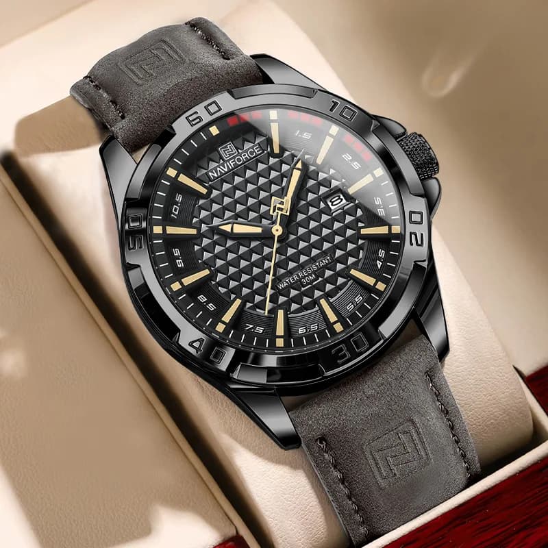 NAVIFORCE Orologio da polso da uomo con calendario al quarzo militare sportivo casual per uomo Orologio da uomo in pelle resistente all'acqua Relogio Masculino NF8023