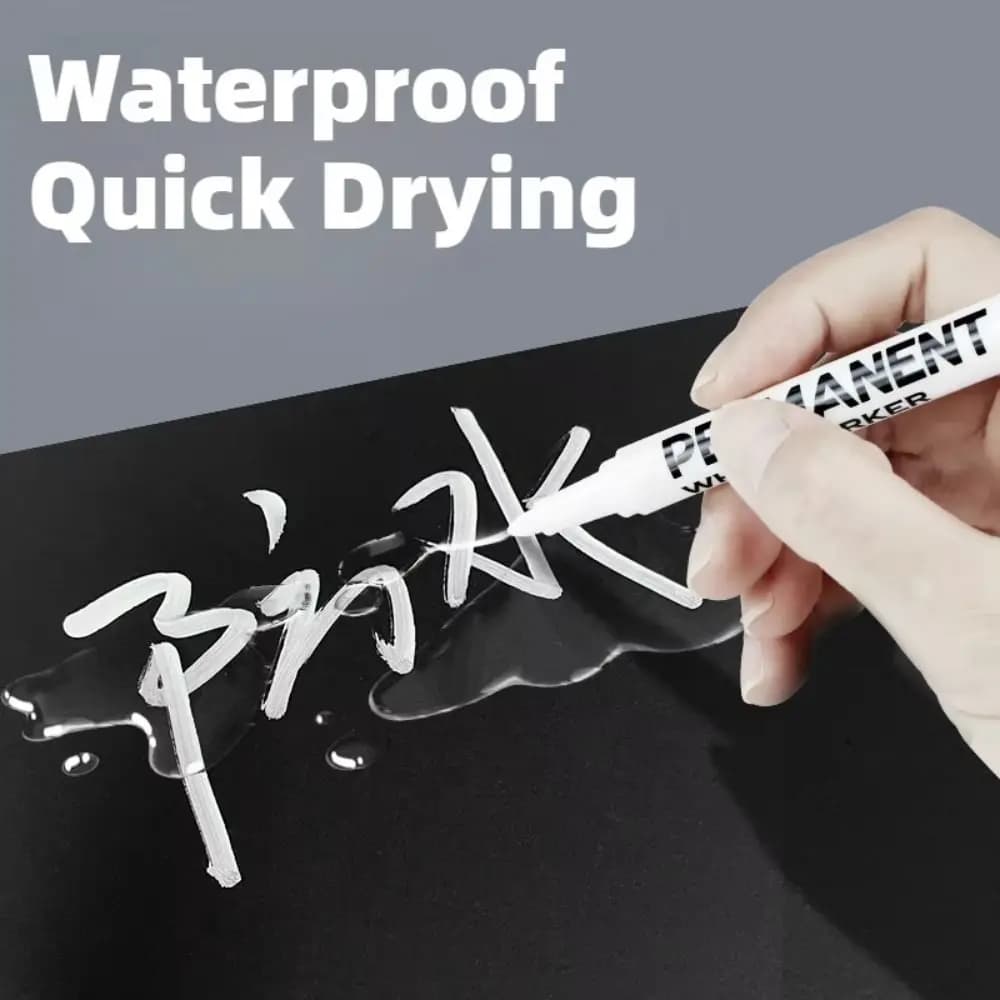 3/6Pcs Art Writing Waterproof White Paint Pen Fine Tip Oil-Based Marker Pen Acrylic Paint Pens Stationery Supplies
