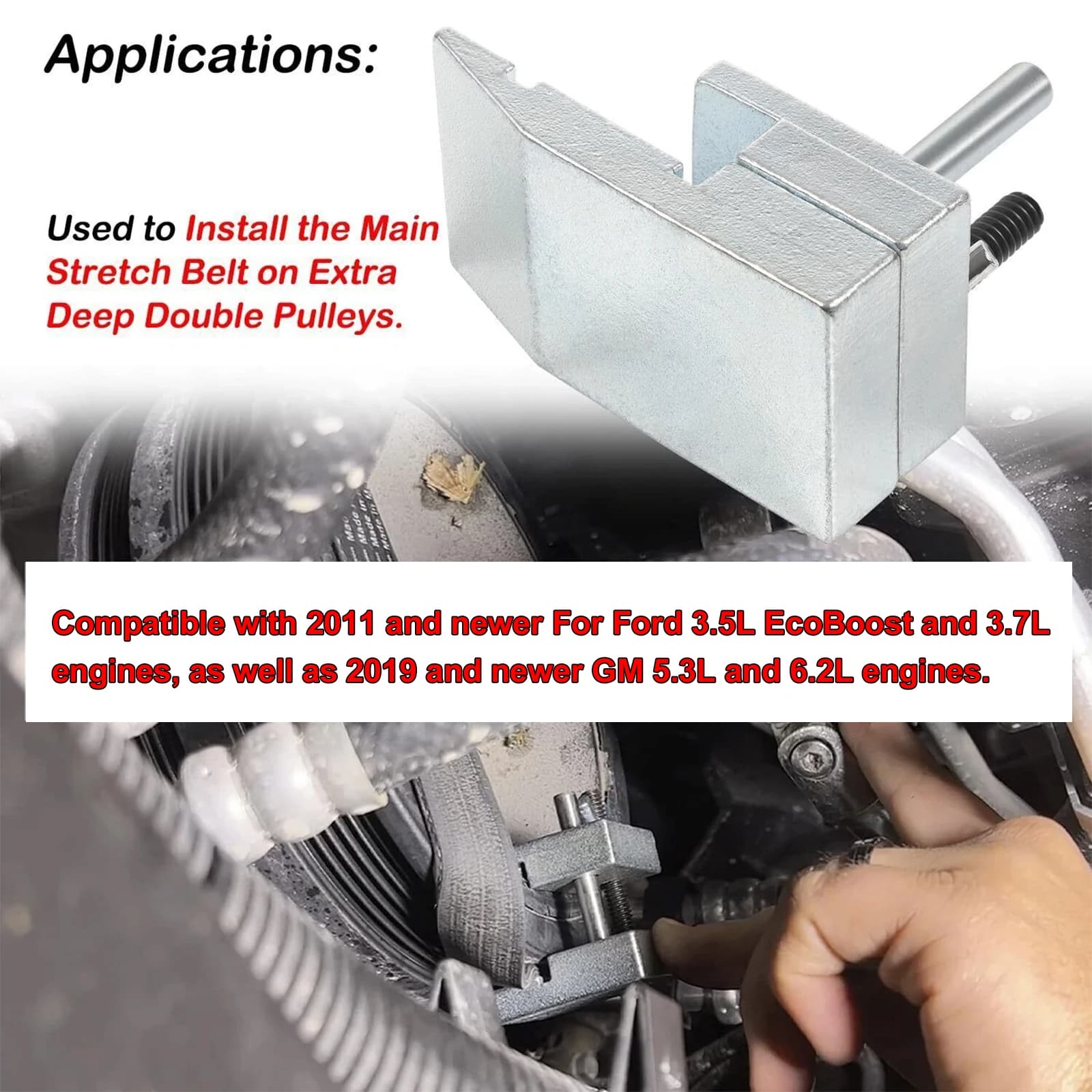 Dispositivo di Montaggio per Cinghie Elastiche 59350, Strumento Pratico per l'Installazione di Cinghie, Installatore Ergonomico per Cinghie, Parte per Pulegge Doppie Extra Profonde