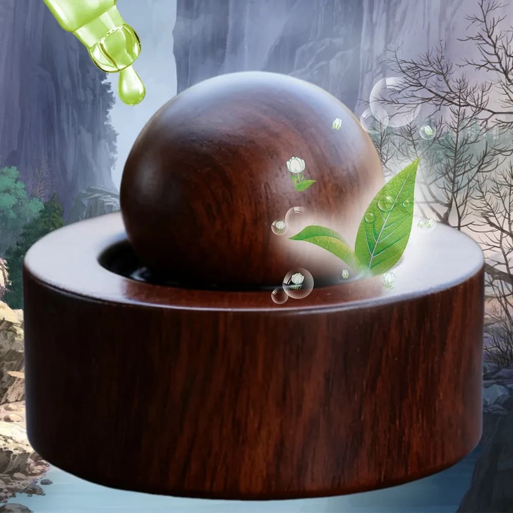 Diffusore di aromi Legno Legno di noce nera Decorazione interna per auto Ornamento Casa Camera da letto Legno massello Sfera rotonda Olio essenziale Aromaterapia