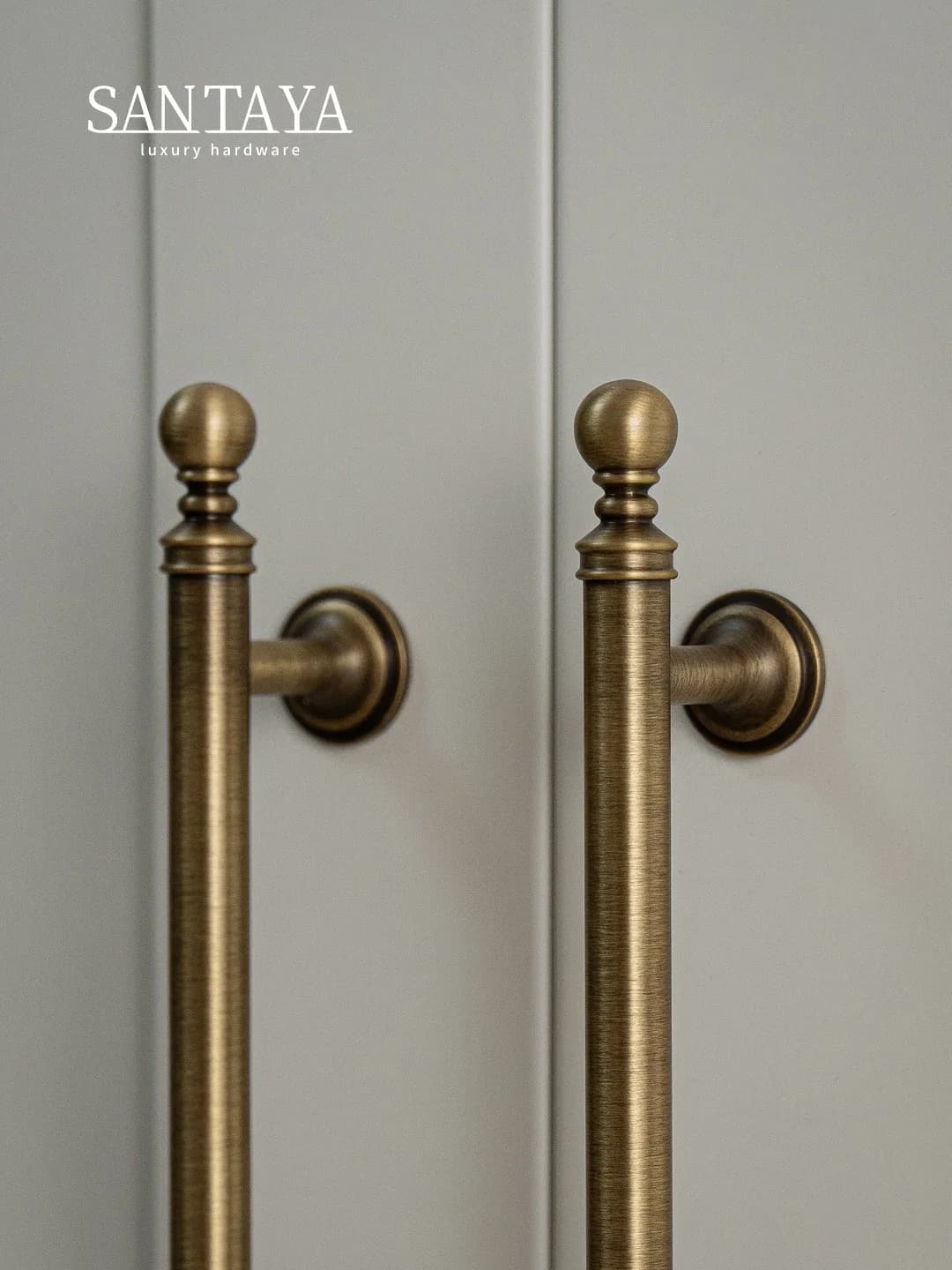 Santaya Brushed Antique Brass Handles for Kitchen Cabinets Wardrobes Drawers and Furniture Cabinets Long Handle T-bar Pulls