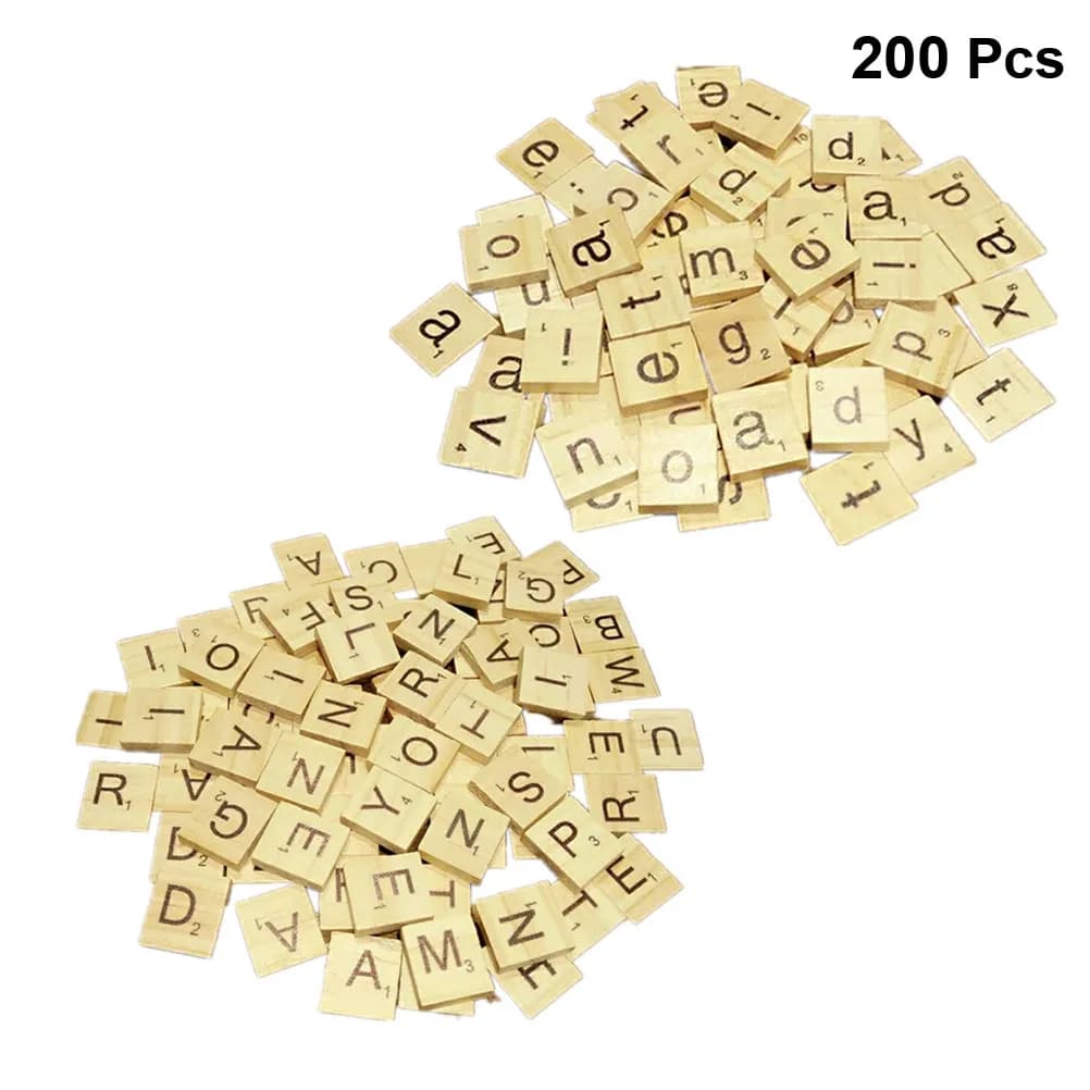 200 Pezzi Puzzle in Legno per Educazione Precoce, Blocchi di Lettere Ecologici, Lisci e Sicuri, Decorazione per Bambini, Giochi per la Casa, Chip Alfabetici
