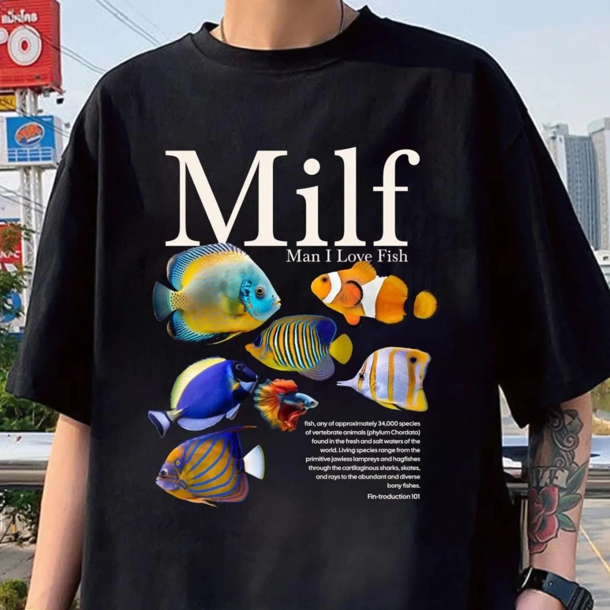 Manica corta MILF Uomo Amo Pesce Amante della pesca Abbigliamento da uomo Tee Shirt Homme T-shirt grafiche Maglietta da uomo per uomo Ropa Hombre