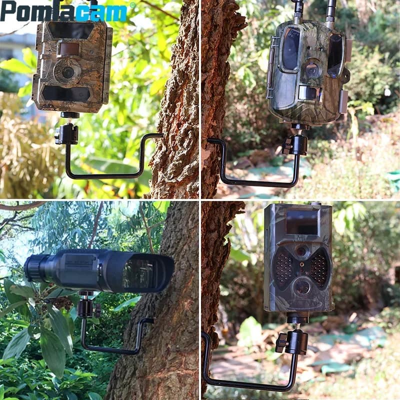 Staffa per telecamera Telescopio Strumento per visione notturna Direzione regolabile Pannello solare Telecamera da caccia Staffa di montaggio per albero Telecamera