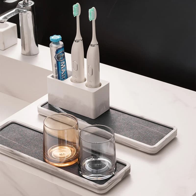 Multifunctional set for interior furniture: electric toothbrush holder and toothbrush holder, toothbrush holder, soft floor cushion diatomea for
