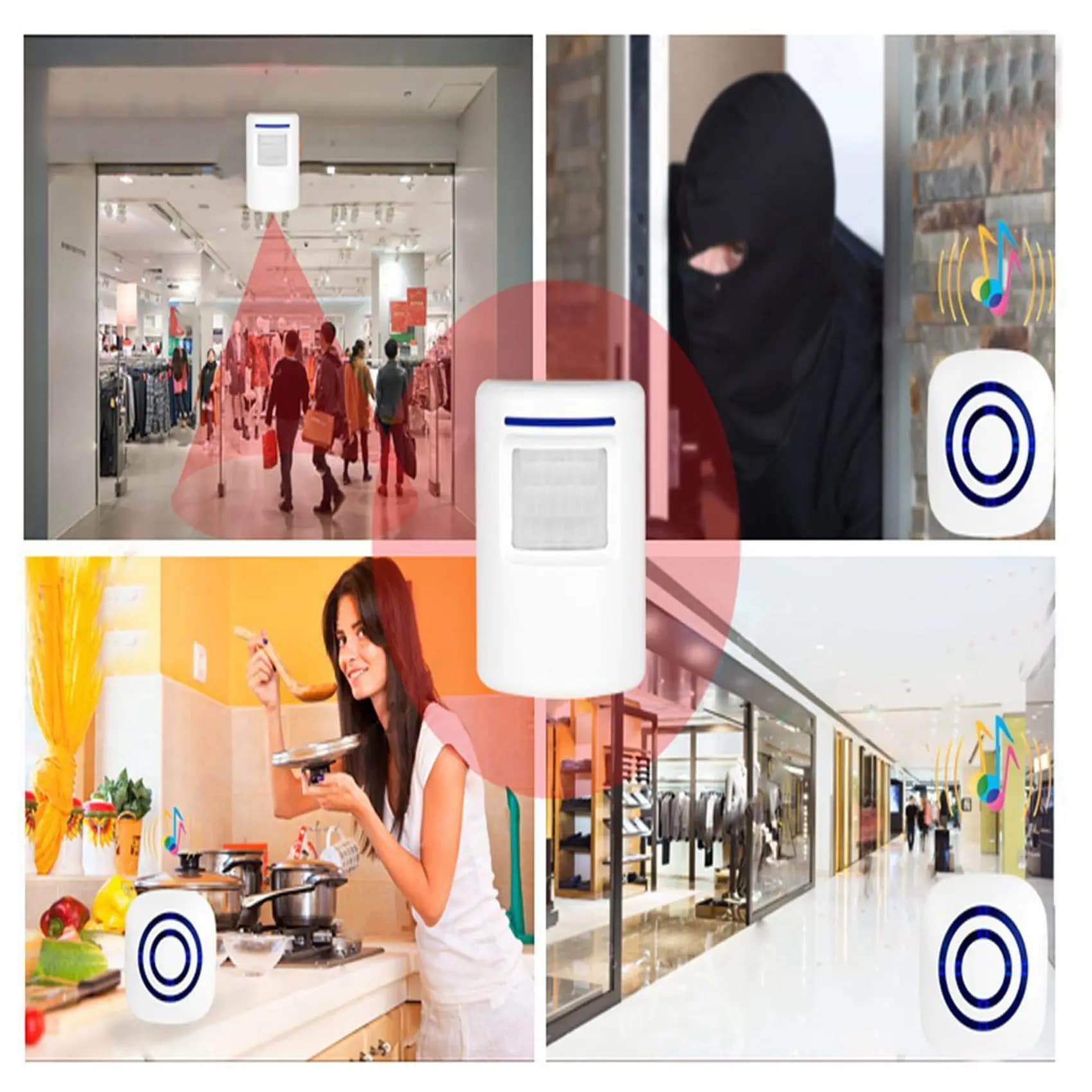 [CNIM] Campanello Wireless per Porta, Sensore di Movimento Intelligente per Visitori, Allarme di Sicurezza per Casa e Vialetto