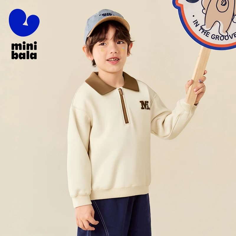 Felpa Mini Bala Ragazzi 2025 Autunno College Style Polo morbida e traspirante Top a maniche lunghe per bambini
