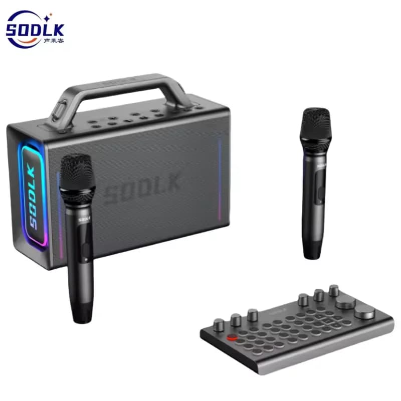 New 200W Karaoke Machine Portable Wireless Bluetooth 5.3 Speaker 2 Wireless Microphones 6.5m Aux RGB LED Karaoke Speaker Bass