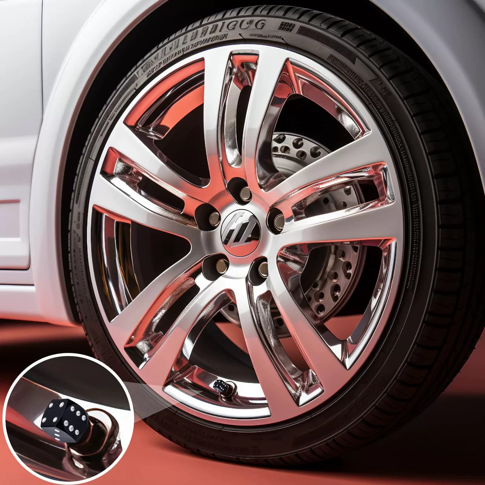Five-piece set of dice-shaped tire valve cap and valve nozzle cap - dust-proof for cars and bicycles - wheel valve nozzle