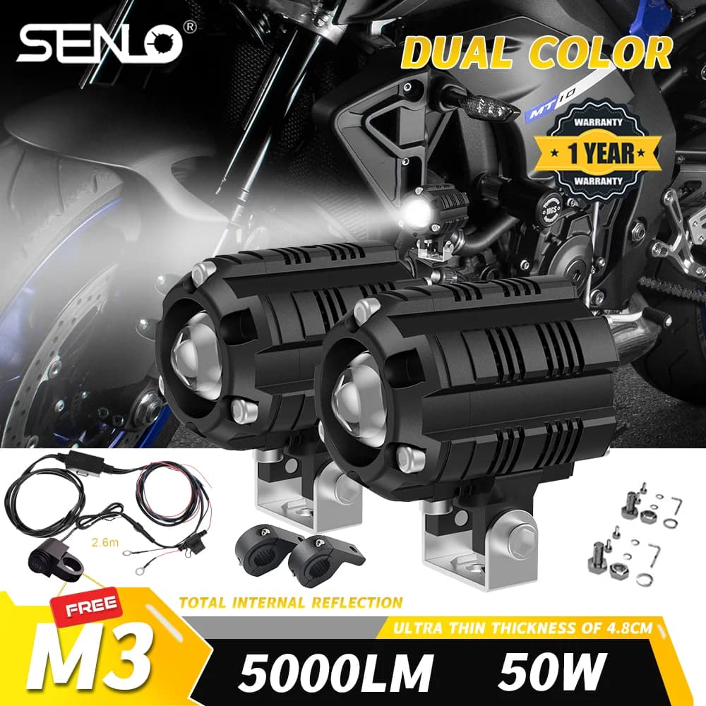 Faro LED Ausiliario per Moto, Luce Fendinebbia 6000K, Lampada Spot per Guida Moto e Auto, per BMW R 1200 GS Adventure