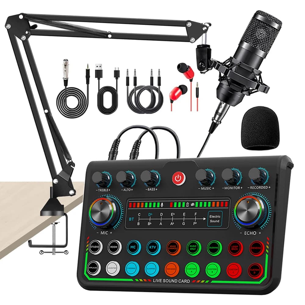 Trasmissione in diretta Scheda audio Quipment Podcast Mixer audio Bluetooth con microfono Set dispositivo per la registrazione di giochi DJ Streaming live