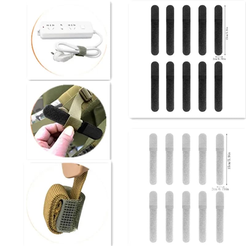 10 pezzi cinghie in nylon fascette per cavi cinghia tessitura organizzatore fissare gancio anello impugnatura cavo di avvolgimento riutilizzabile zaino fibbia di fissaggio