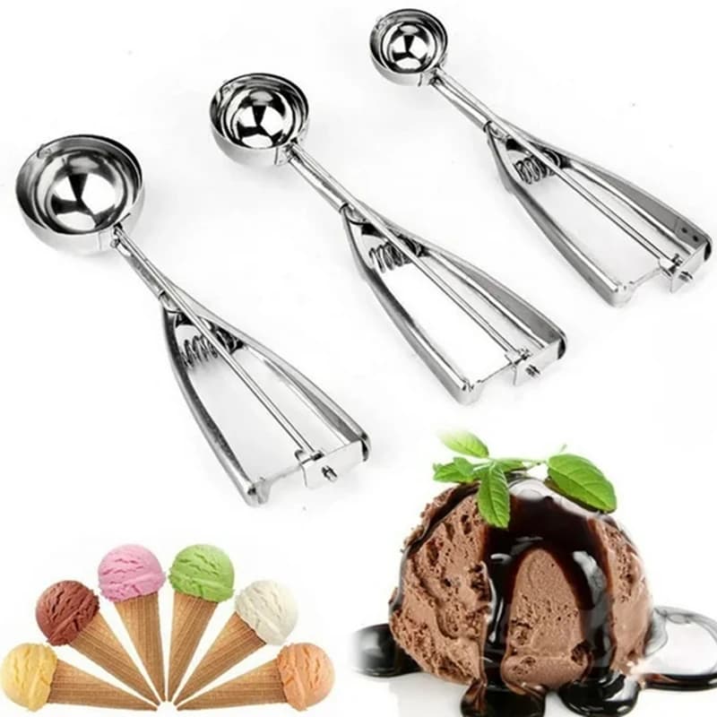 Utensile da cucina con stampo sferico per paletta per gelato in acciaio inossidabile da 3 pezzi