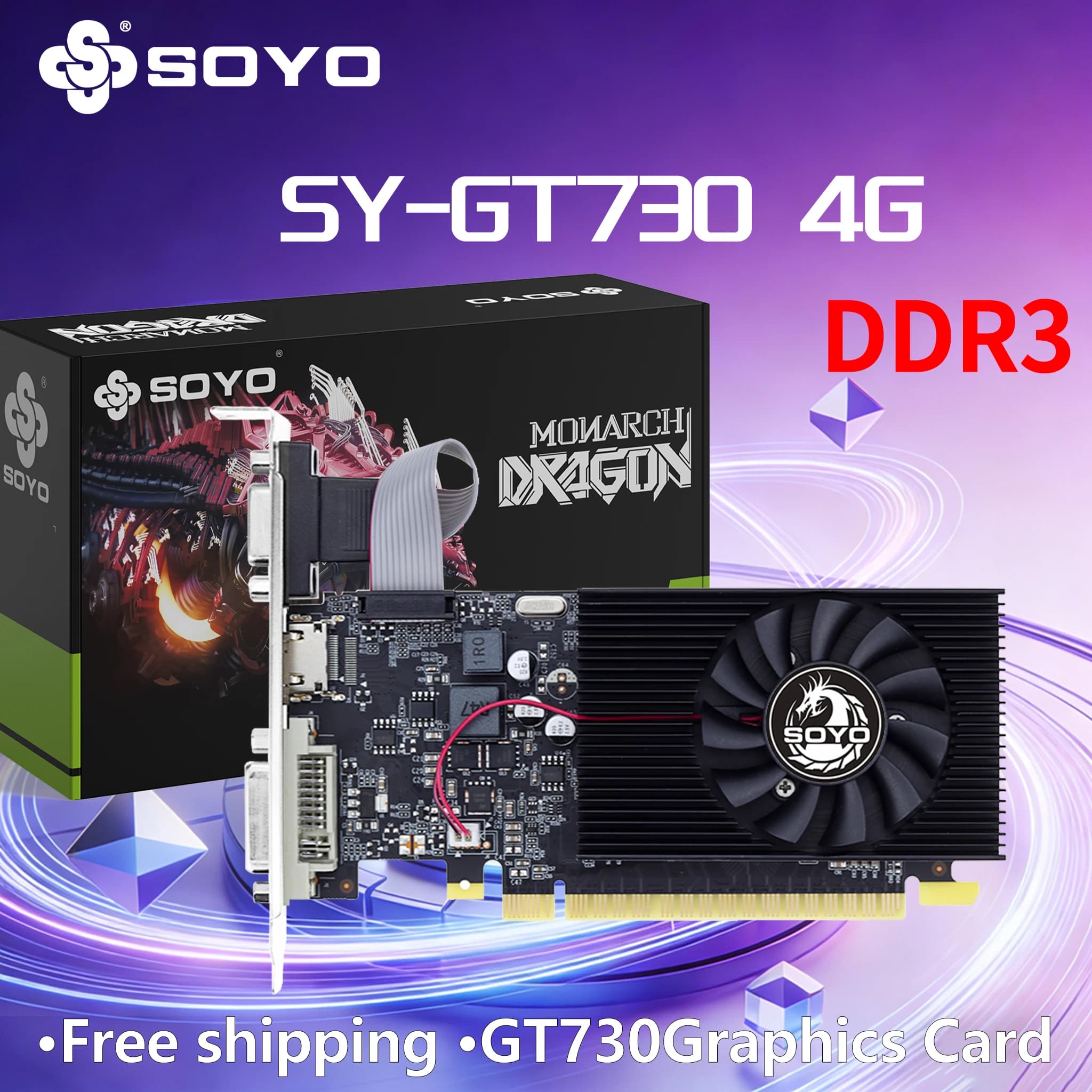 Schede grafiche SOYO NVIDIA GT730 4G GDDR3 128bit Scheda video HDMI+DP+DVI per componenti di computer desktop da gioco GPU GT 730
