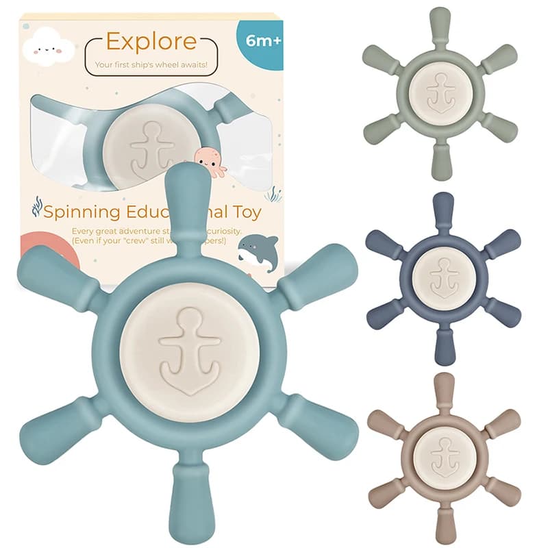 Giocattolo spinner con ventosa in silicone per bambini, tavolo da viaggio per auto, seggiolone, finestra, sonagli sensoriali per cartoni animati, giocattolo educativo