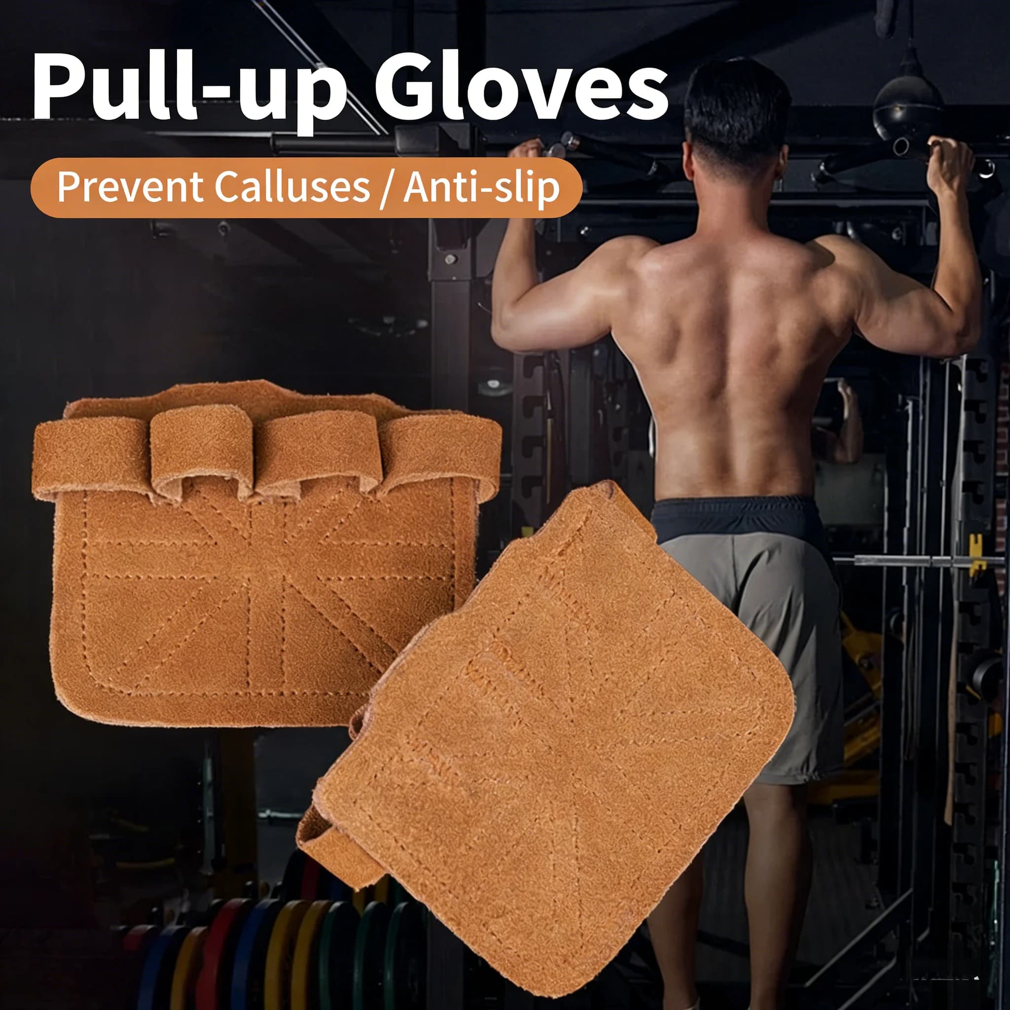 1 Bovina Leather Training Gloves Paio for Weight Lifting, Anti-slip Protection and Woven Resistant for Fitness, Sport, Tractions and Palm Protection