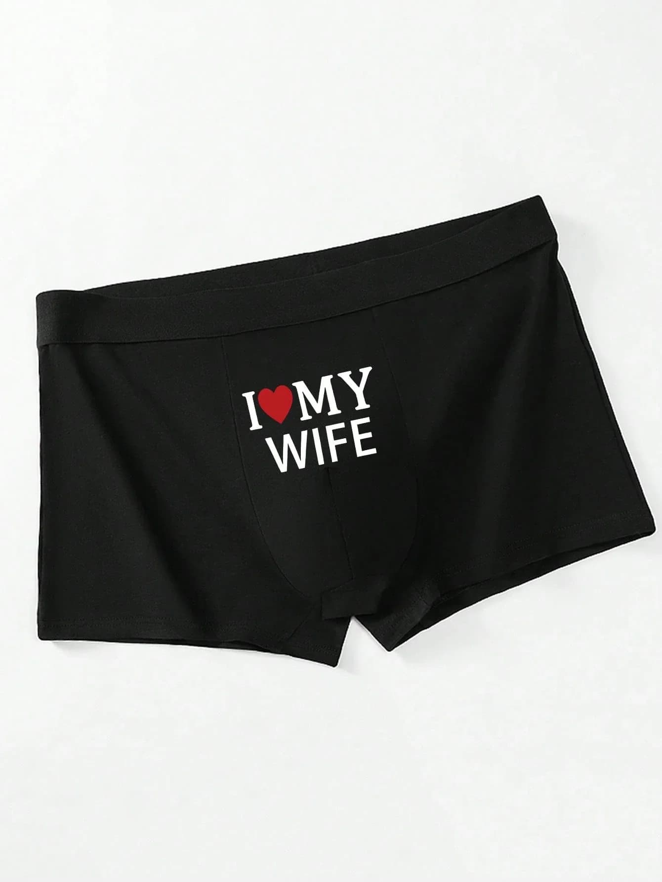 2pcs Men's Boxer Briefs I Love My Wife & Property Of My Wife Funny Romantic Print Soft Stretchy Underwear