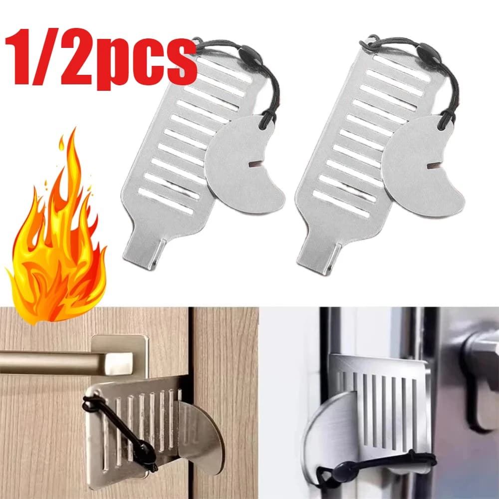 Door Blocker Safety Anti-theft Portable 8cm Stainless Steel Safe Security Tool For Privacy Home Hotel Travel Door Lock Stopper