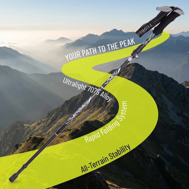 130cmSection Adjustable Folding Trekking Poles Extralight Aluminum Nordic Walking Stick Portable Outdoor Hiking