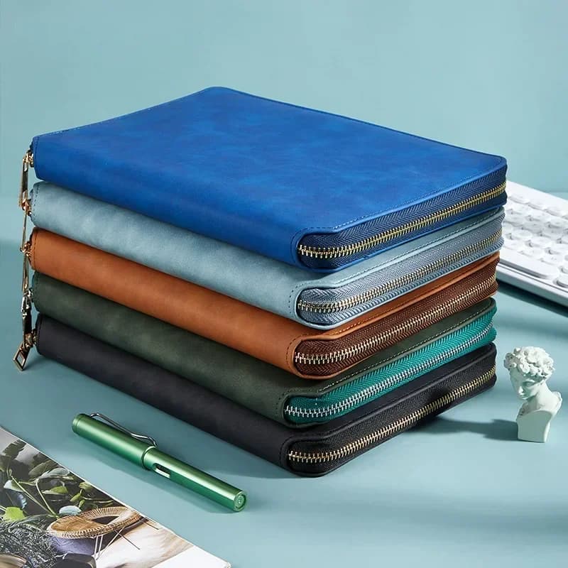 1pc Zipper Leather Business Notebook And Journal Shell Agenda Planner Stationery Organizer