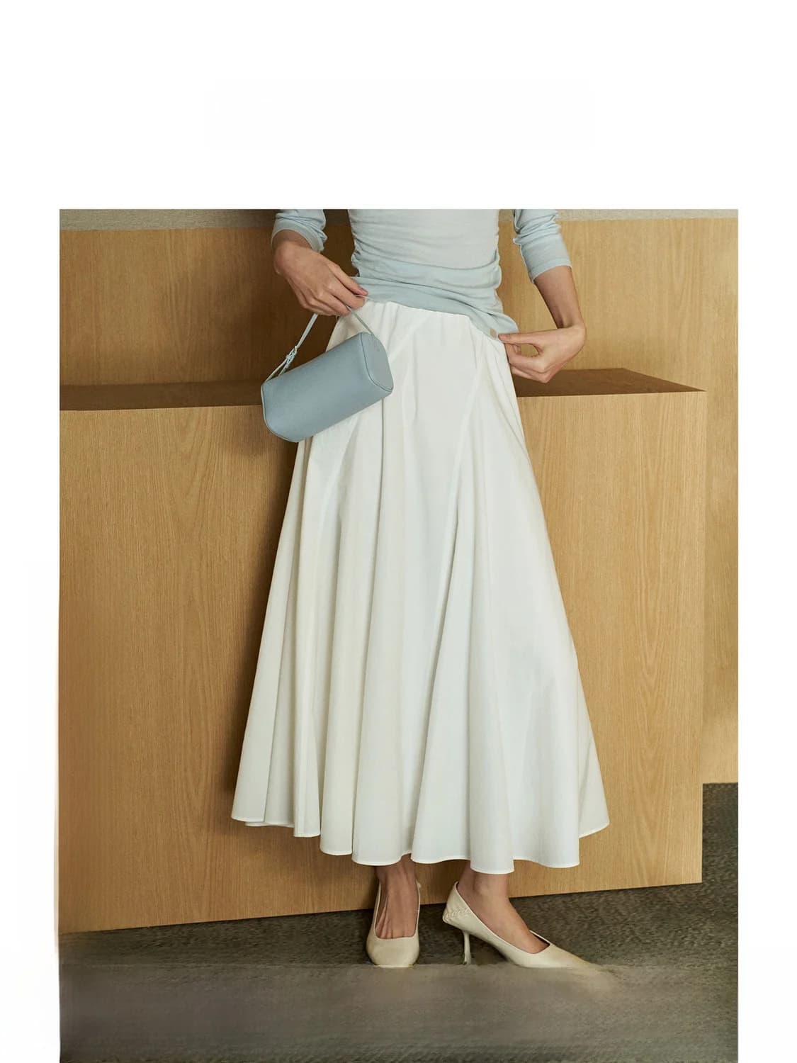 Elegante gonna lunga bianca a vita alta a trapezio Zhizhi Stone per il tempo libero, stile semplice, per primavera estate