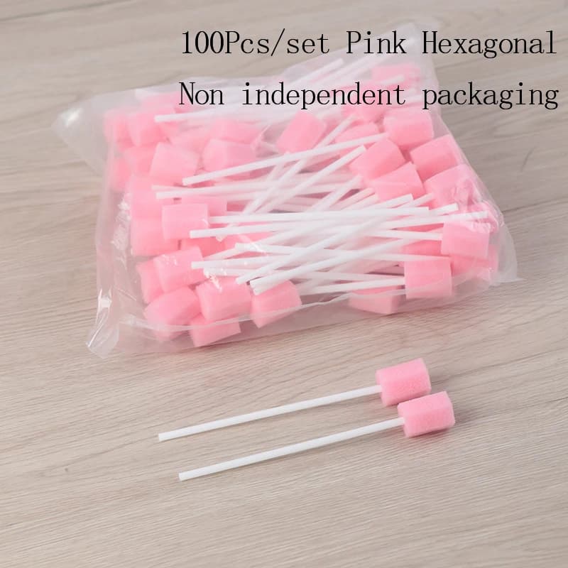 New【100pcs Disposable Oral Care Sponge Swab Tooth Cleaning Mouth Swabs With Stick】