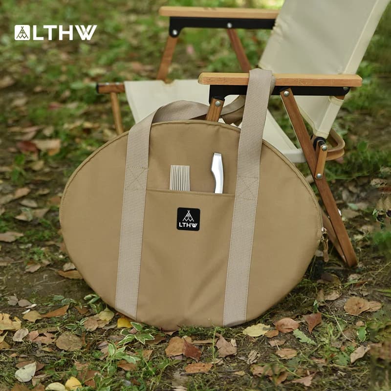 LTHW Borsa portaoggetti per barbecue da esterno, fornello da barbecue portatile addensato, padella a fondo piatto, borsa portaoggetti per padella.