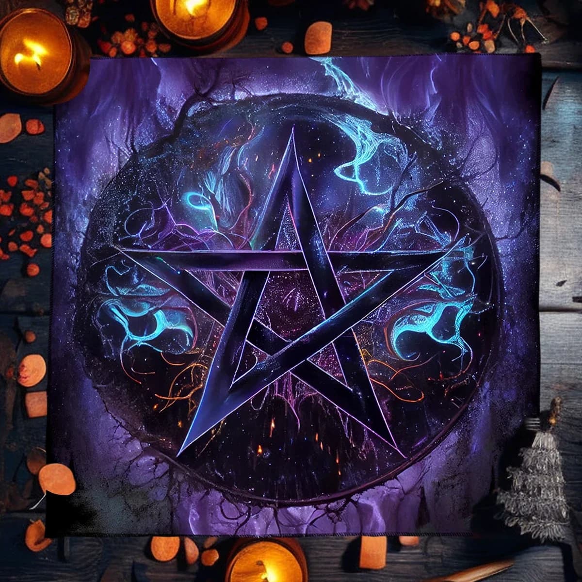 Tovaglia per tarocchi con motivo a stella per decorazioni per feste Tarocchi Strega Panno per altare Tovaglia pagana Tovaglia per astrologia per giochi di carte