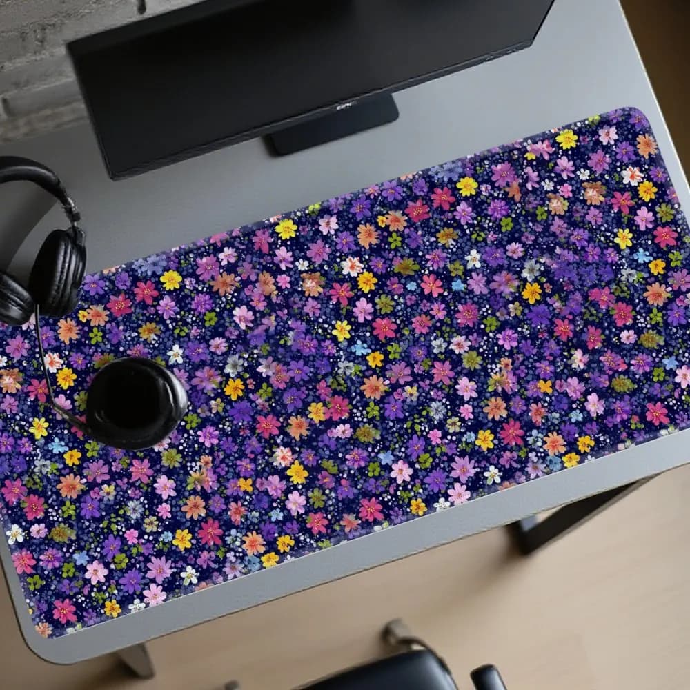 Tappetino da Scrivania con Motivo Floreale, Grande Tappetino per Mouse da Gaming in Gomma dall'Estetica Scura per Configurazione Ufficio e Computer