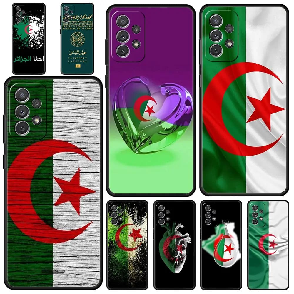 Phone Case for Samsung Galaxy A55 A35 A17 A15 A14 A23 A25 A53 A54 A73 A32 A52 A52S A05 5G Soft TPU Shell Algeria Passport Capas