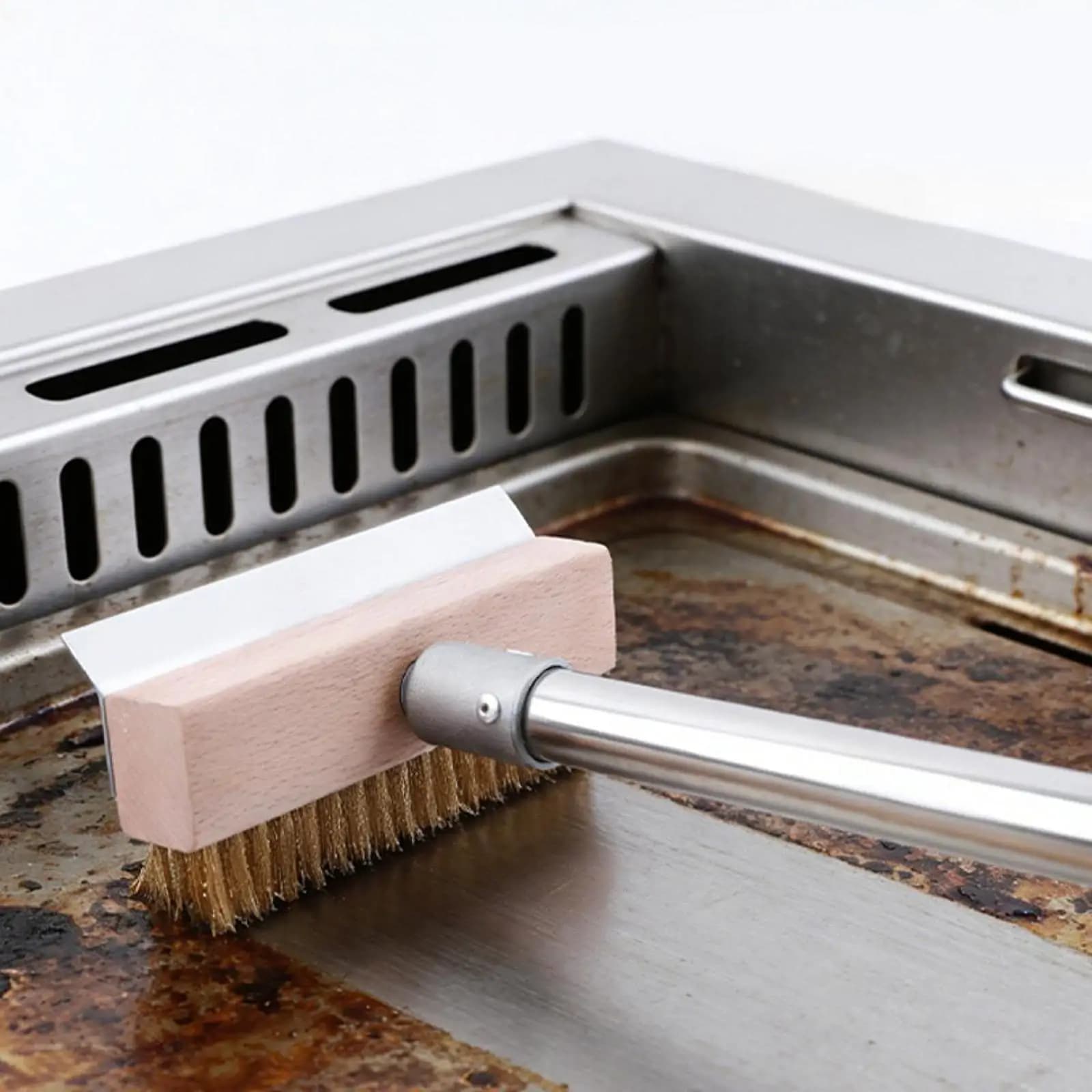 Bristles Pizza Oven Stone Brush Grill Brush Stainless Steel Scraper for Outdoor Kitchen, Home Cooking, Supplies Restaurants