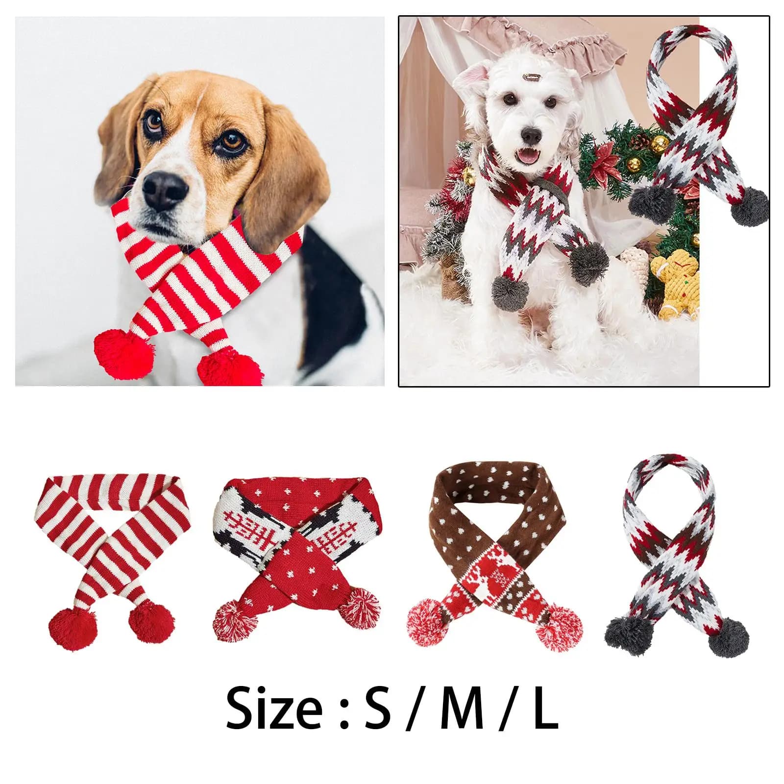 Winter scarf for dogs, Christmas scarf for pets, holiday gift for mini animals
