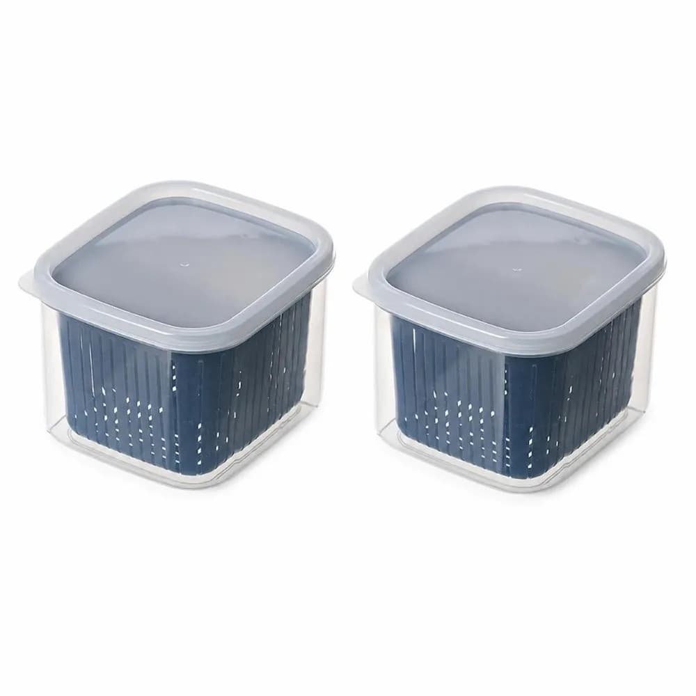 2PCS Practical PP Food Storage Container 2 Compartments 850ml Fridge Storage Organizer Produce Storage Container Home Storage