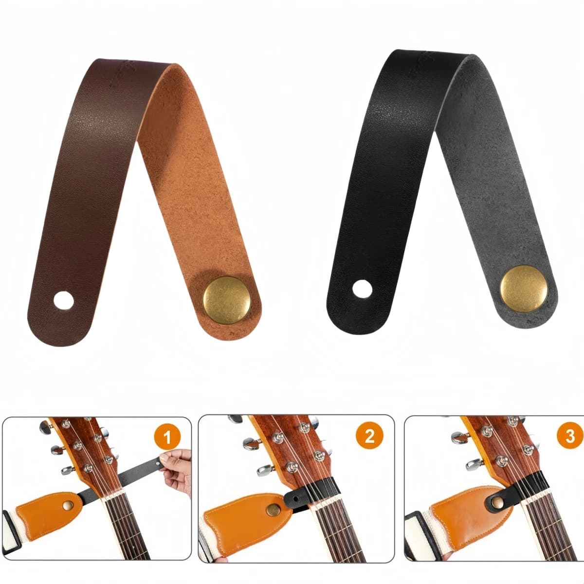 Tracolla Universale per Chitarra Miwayer, Cinghia in Pelle con Chiusura di Sicurezza, per Chitarra Acustica, Basso, Ukulele, Accessori per Chitarra