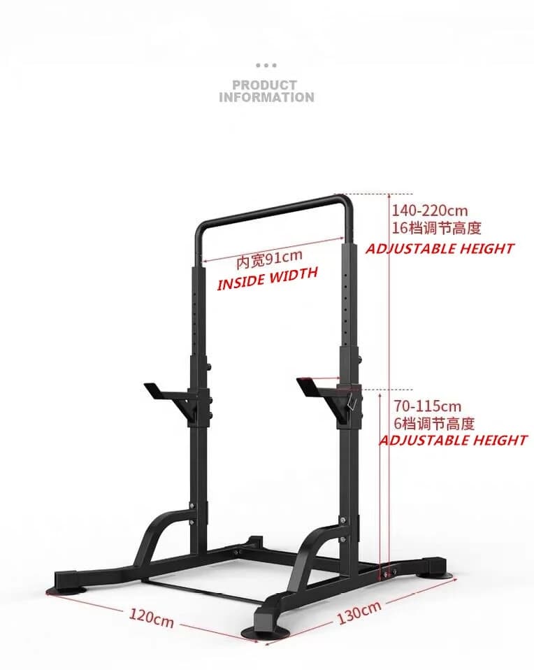 Attrezzo multifunzione per squat, panca, trave orizzontale e trazioni, per allenamento completo domestico