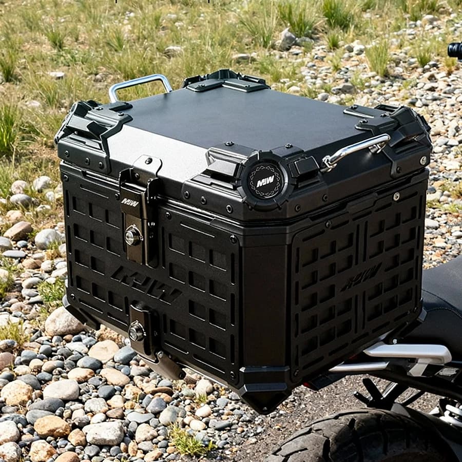 New Aluminum Motorcycle Top Box 45L 55L Universal Waterproof Rear Tail Luggage Helmet Storage Cargo Case With Safety Lock