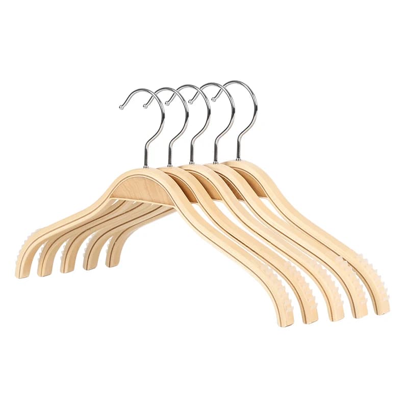 32 cm solid wooden hanger Anti-slip clothes hangers for adults wooden hanger space saving cabinet 5 pieces